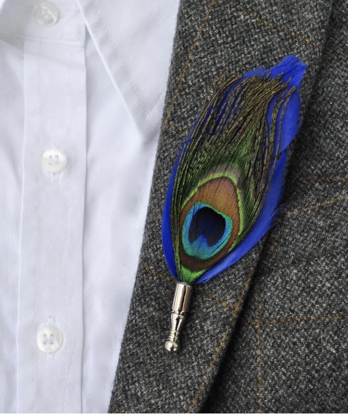 Peacock feather lapel pin sales